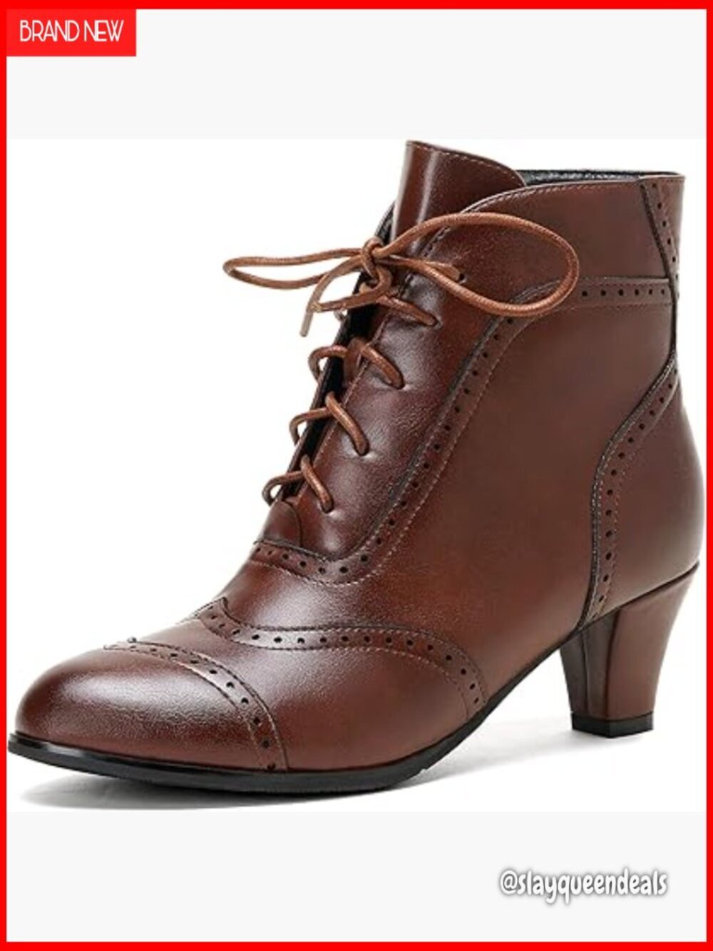 Chunky Mid Heel Ankle Boots with Side Zipper and Lace Up Victorian Style